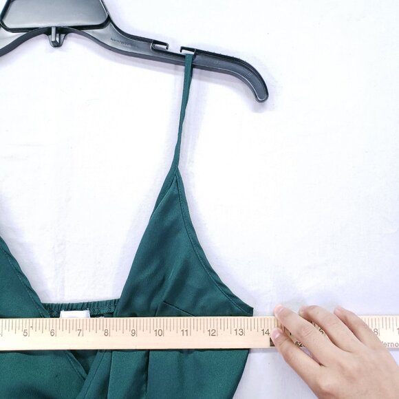 Princess Polly Green Lightweight Silky Sleeveless Short Mini Wrap Dress Size 4 - Picture 6 of 16
